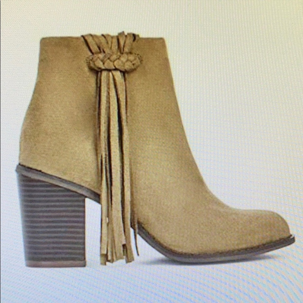 Taupe Suede Fringe Booties